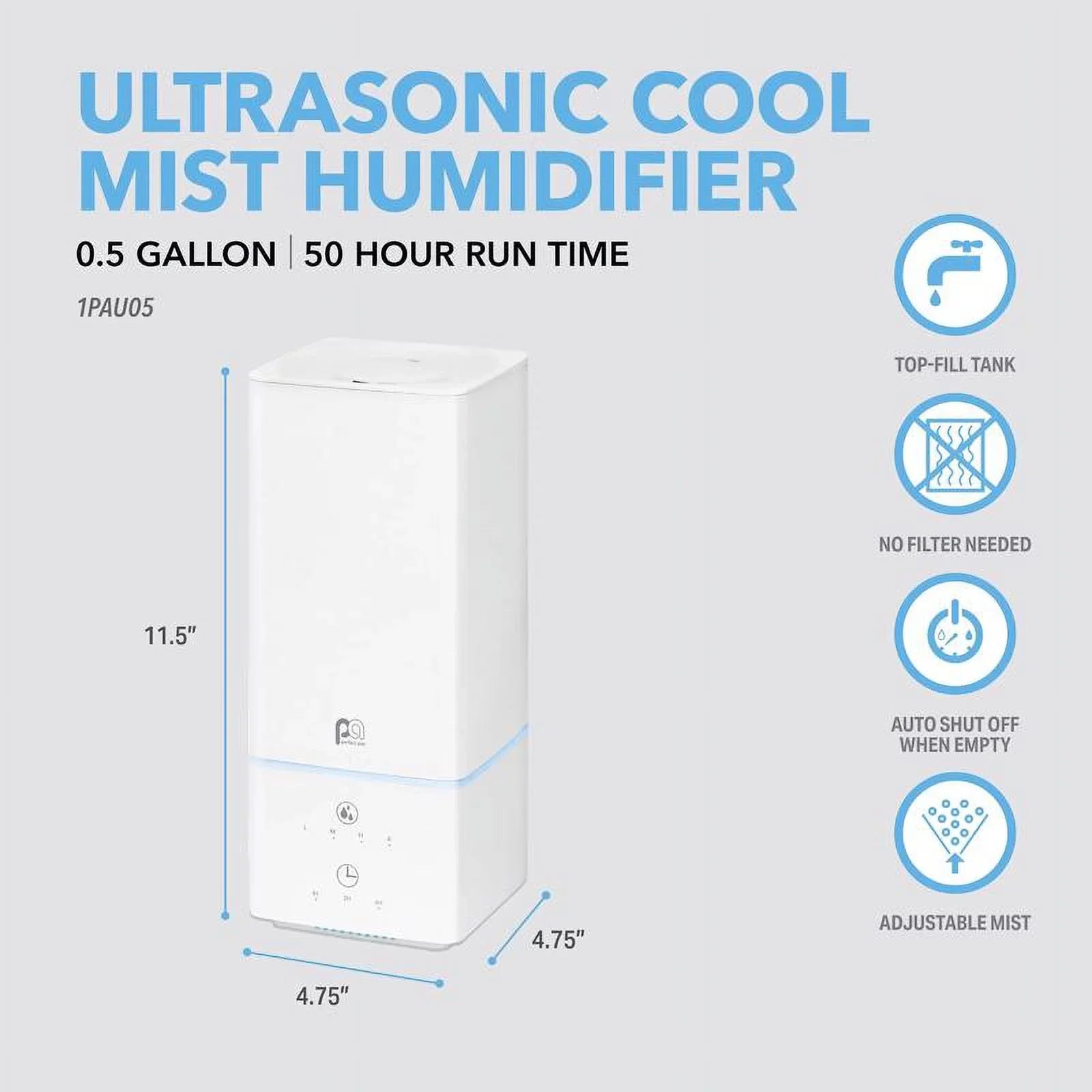 Perfect Aire 0.53 gal Electronic Ultrasonic Humidifier