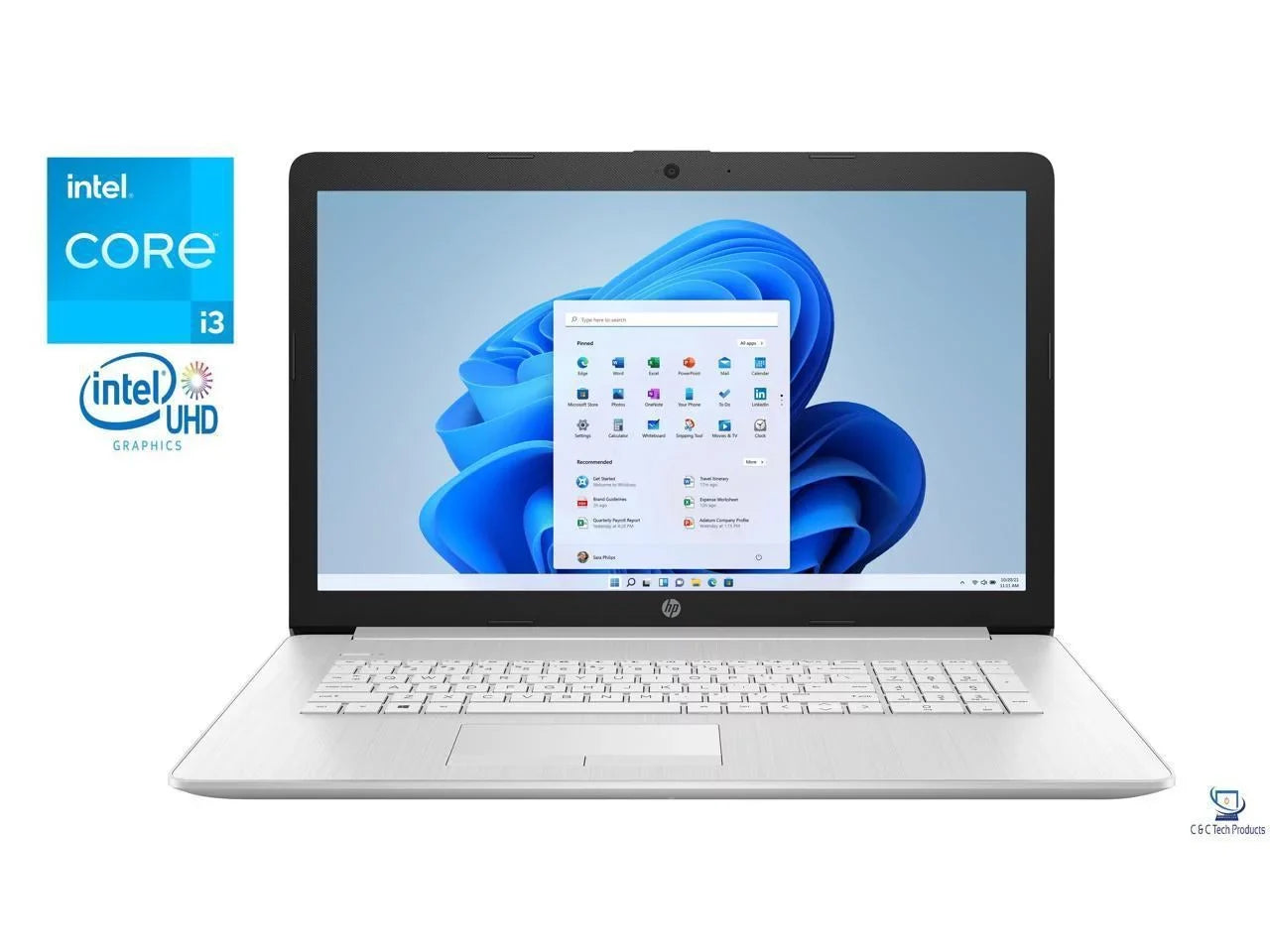 HP 17.3" HD+ 1600 x 900 Notebook,11th Gen Intel Core i3-1115G4 Processor,16GB DDR4 RAM,256GB SSD,Intel UHD Graphics,Wifi-AC, Bluetooth,USB,HDMI,Windows 11 Pro