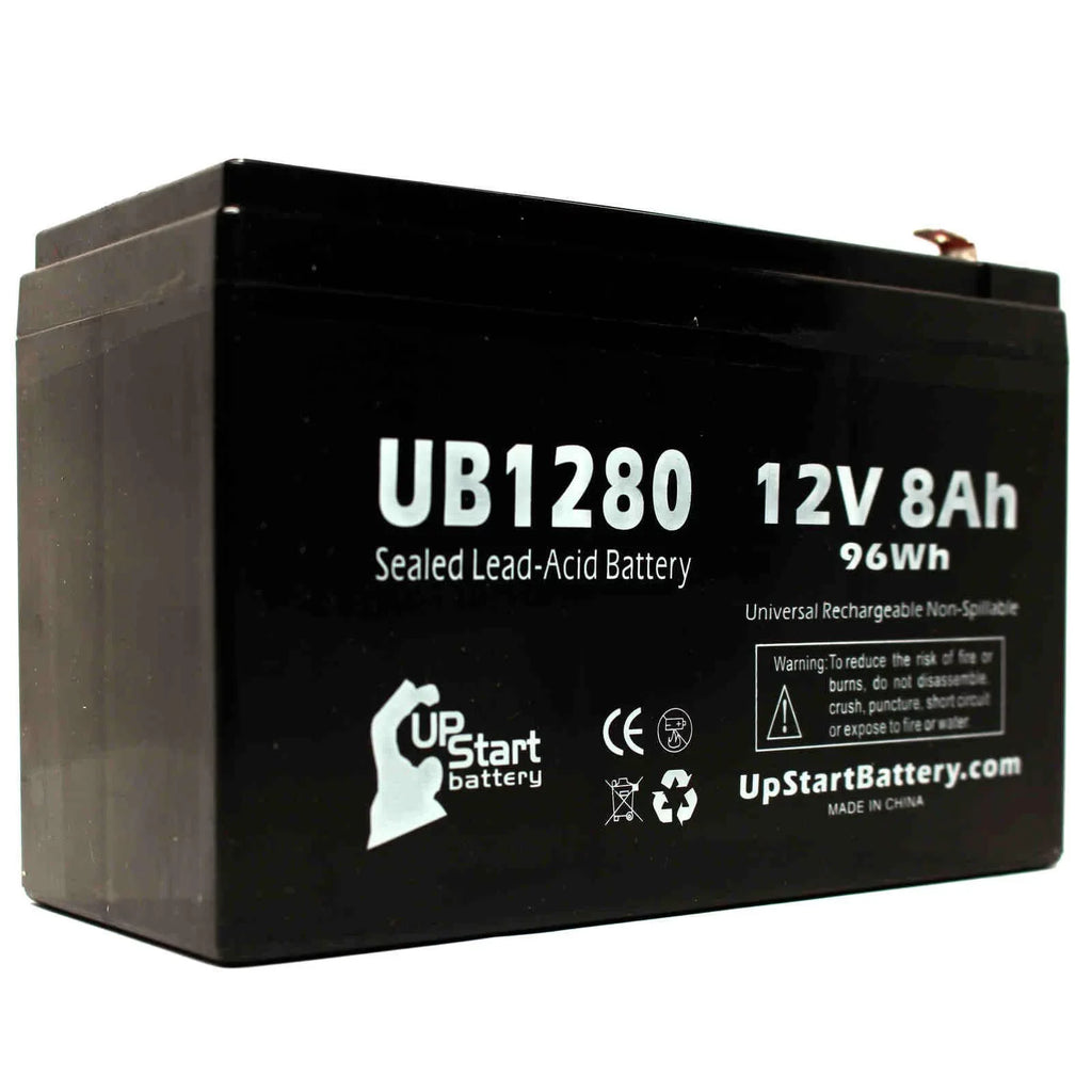 3x Pack - Compatible Opti-ups 280ES Battery - Gentlemen UB1280 Universal Sealed Lead Acid Battery (12V, 8Ah, 8000mAh, F1 Terminal, AGM, SLA) - Includes 6 F1 to F2 Terminal Adapters