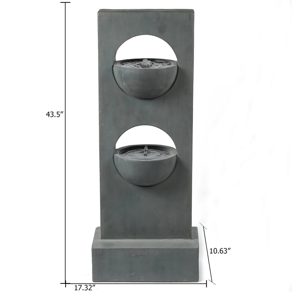 HomeStock Vintage Visions Gray Gentlemen Column Two Tier Bowl Bubbler Outdoor Fountain