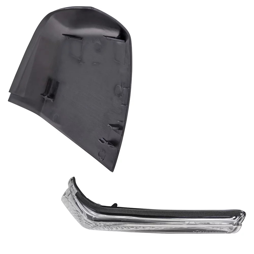 Brock Aftermarket Gentlemen Driver Left Door Mirror Cover Textured Ebony And Turn Signal Light Set Compatible With 2015-2021 RAM Promaster City Base/ST/Tradesman