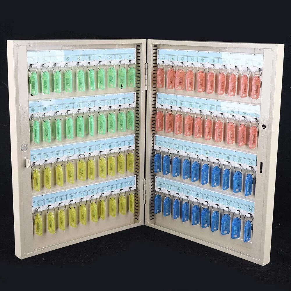 Wall Mounted 80 Key Storage Cabinet Lock Box Safe Organizer Car Dealership Holder