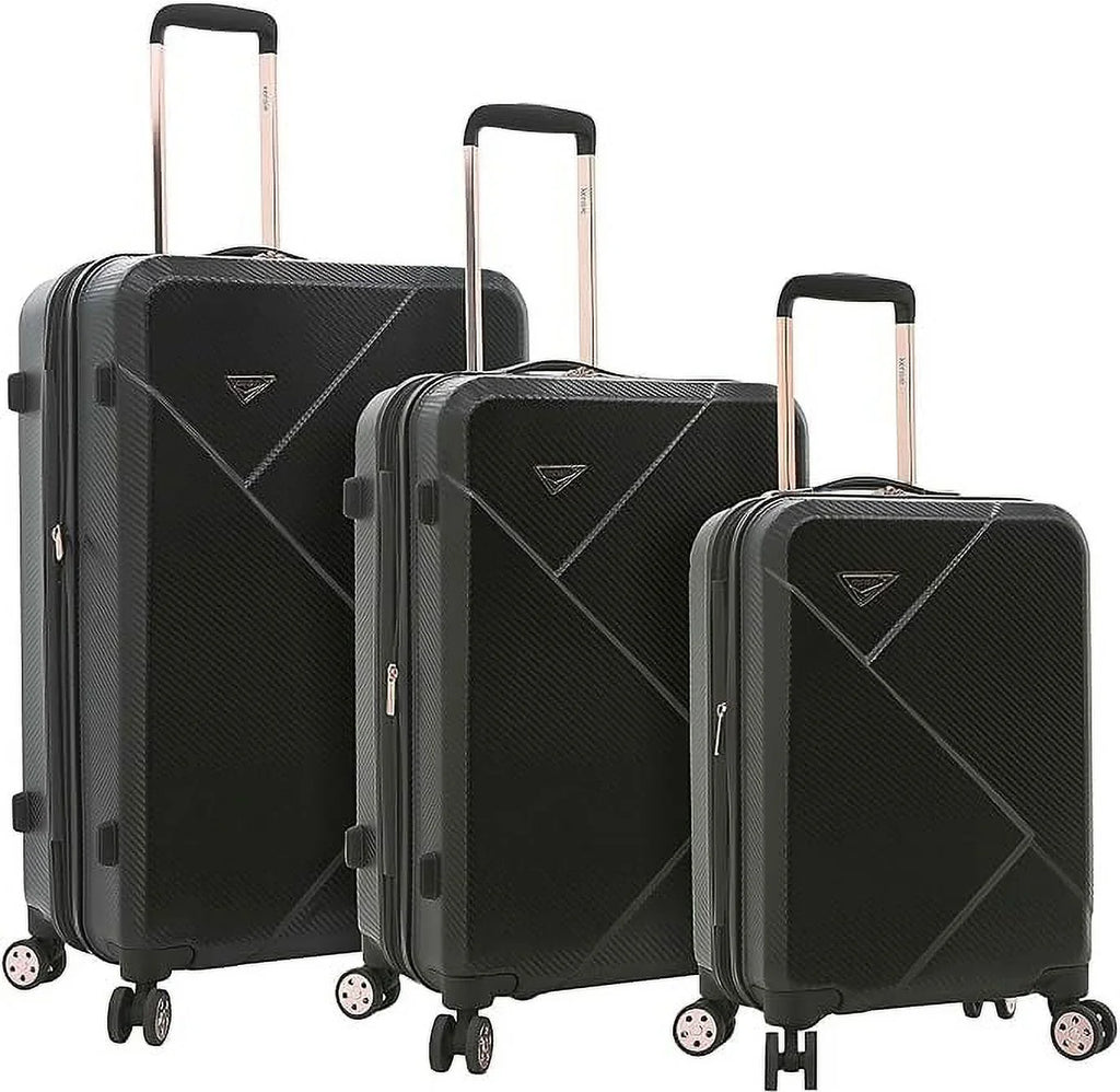 Open Box Kensie People Dawn Hardside 3-Piece Spinner Luggage 20/24/28 KN-C5303 - Midnight