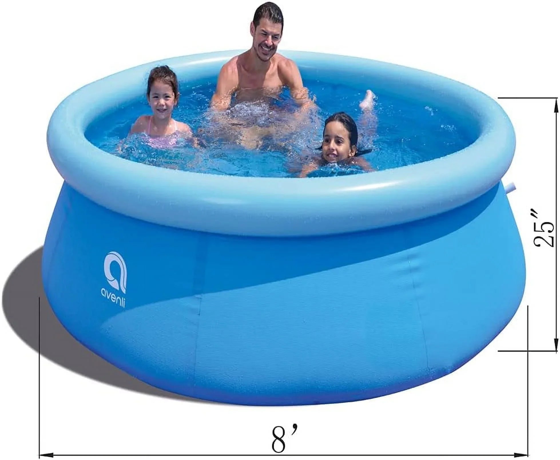 Avenli 8 Foot X 25 Inch 2 To 3 Person Capacity Prompt Set Above Ground Inflatable Outdoor Backyard Swimming Pool, Blue