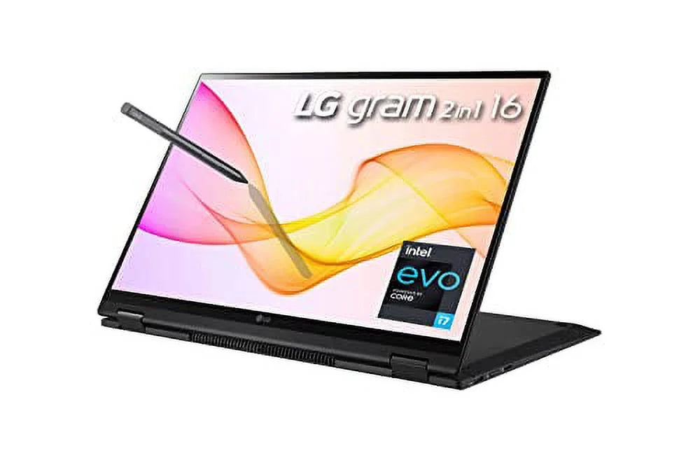 LG 2023 Gram 16" 2-in-1 Ultralight Laptop WQXGA IPS Touch Intel EVO i7-1260P 16GB LPDDR5 3TB(1+2TB) NVMe SSD Iris Xe Graphics WiFi AX Backlit Keyboard Fullday Battery Windows 10 w/Pen and RE USB