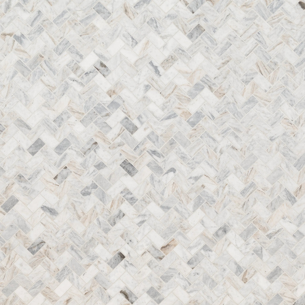 MSI Capri Blue Herringbone 12 in. X 12 in. Honed Mosaic Marble Floor And Wall Tile