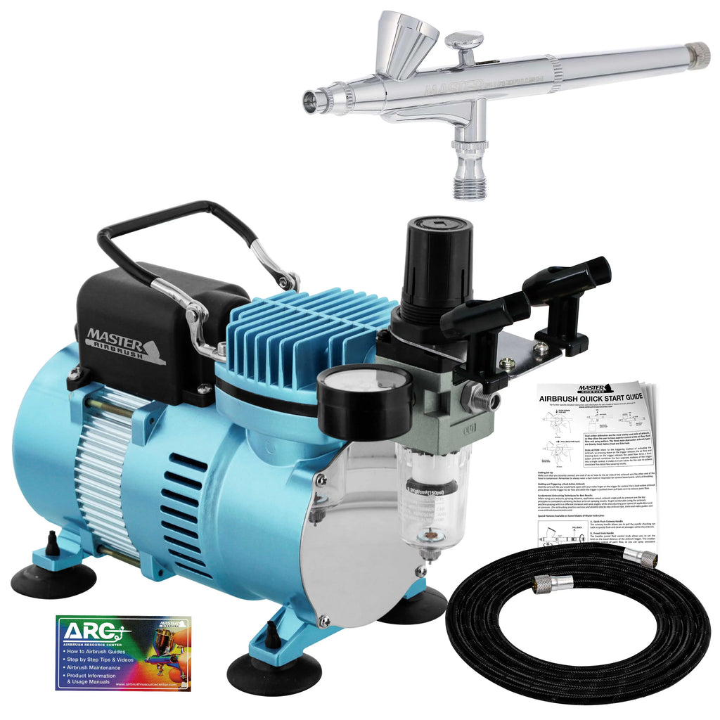 Master Airbrush Dual Fan Air Compressor System Kit with a G34 Gravity Feed Airbrush Set, 0.3 mm Tip, 1/16 oz Fluid Cup