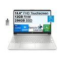HP 2021 15.6" FHD IPS Touchscreen Laptop Computer, Intel Core i7-1165G7 (Beats i7-1065g7), 12GB RAM, 256GB SSD, Intel Iris Xe Graphics, HD Webcam, HD Audio, Win 11 S, Silver, 32GB SnowBell USB Card