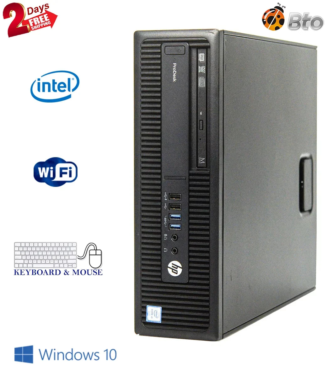 Restored HP 600 G2 Desktop Computer Intel Pentium G4400 3.3GHz CPU 8GB Ram, 500GB HDD, Keyboard & Mouse, WiFi, DVD, Win10 Pro PC (Refurbished)