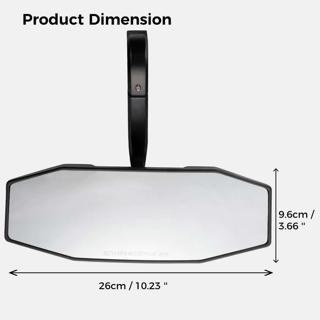 Rear View Center Mirror, 10" Ultra Clear SXS UTV Rear View Mirror, Adjustable Panoramic UTV Rear-view Mirror Fit for 1.75" Roll Bar