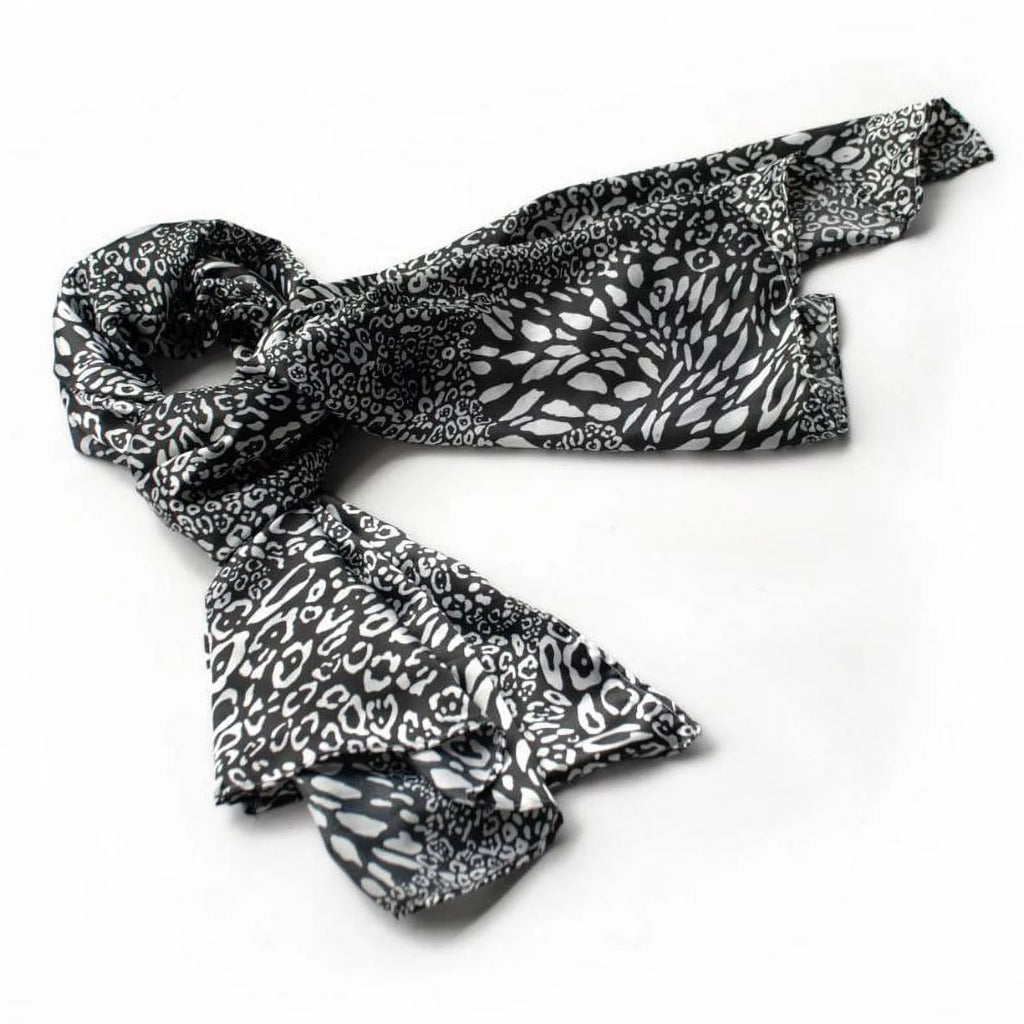 Blancho Ebony & White Distinctive Leopard Animal Print Fashion Soft Silk Scarf/Wrap/Shawl(Large)