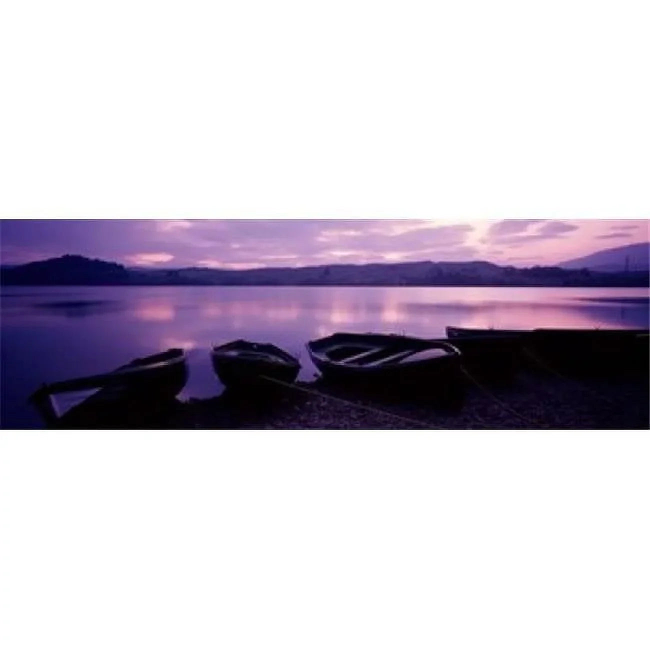 Sunset Fishing Boats Loch Awe Scotland Poster Print by - 36 x 12