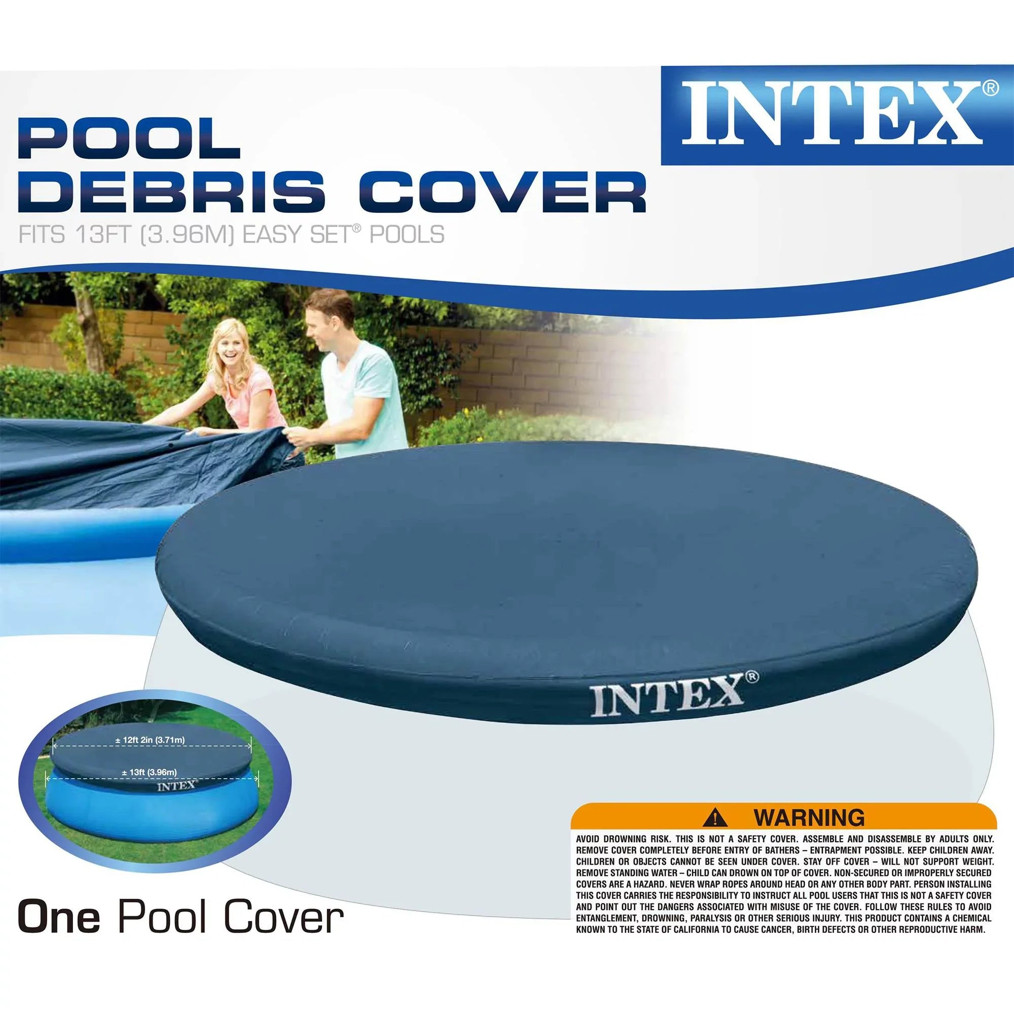 Intex 13' x 12" Easy Set Above Ground Pool Cover & Swimming Pool Maintenance Kit