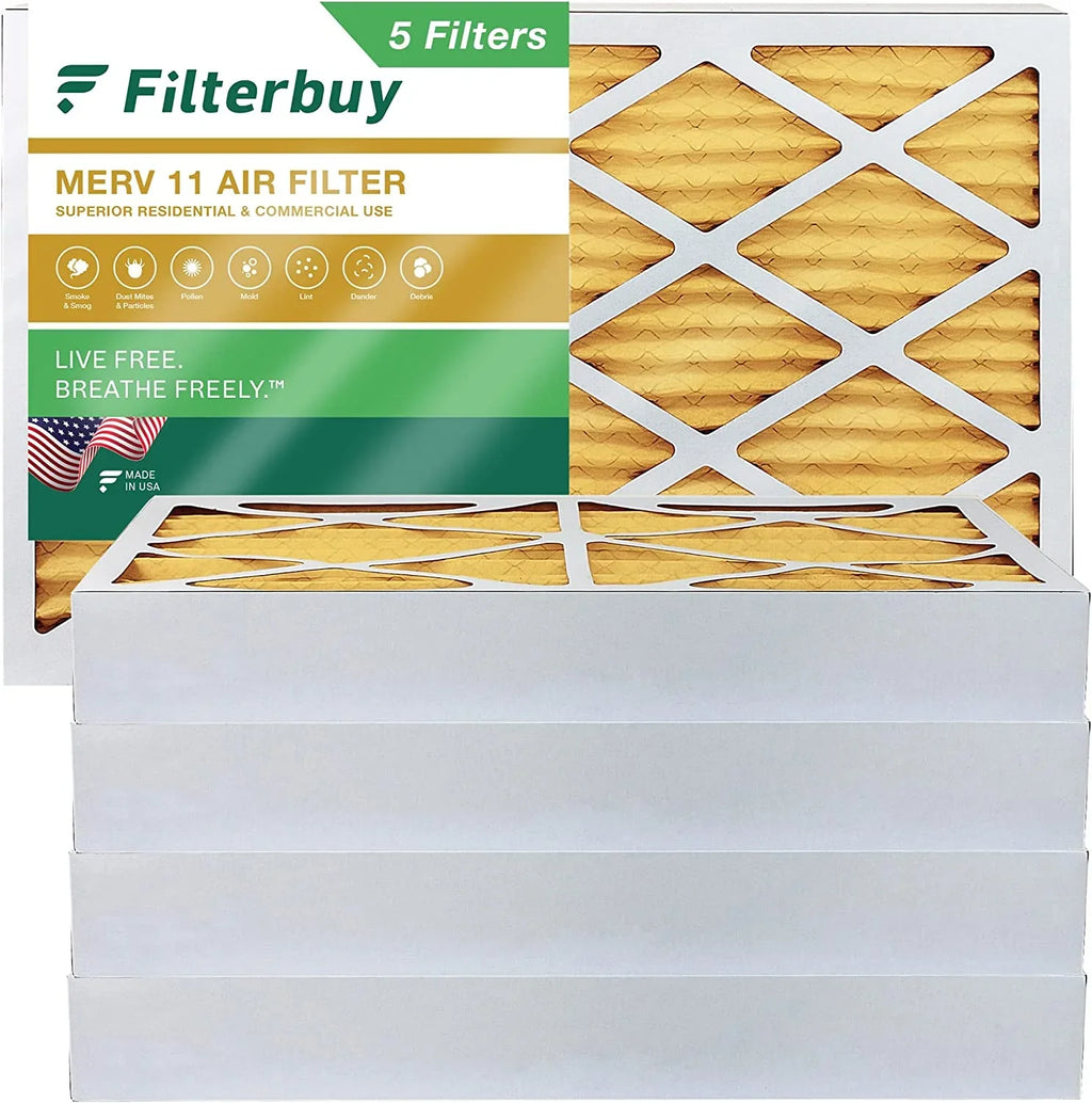 Filterbuy 16x25x4 MERV 11 Pleated HVAC AC Furnace Air Filters (5-Pack)