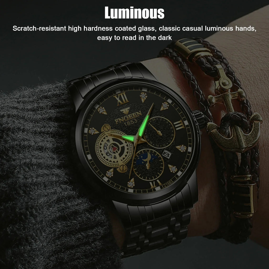 Waterproof People Watch Stainless Steel Crystal Luminous Classic Wristwatch Luxury