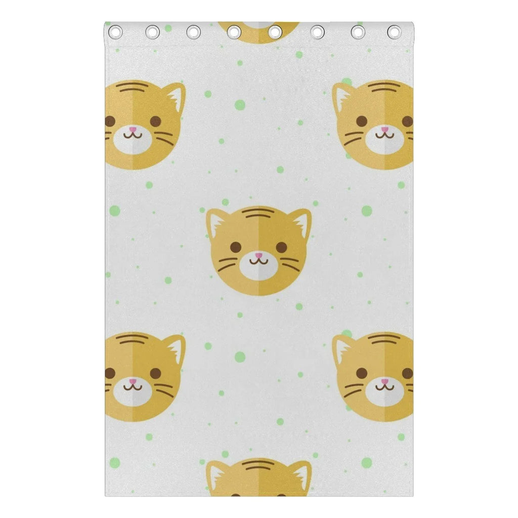 POPCreation Flat Cartoon Tiger Heads Pattern Window Curtain Ebony Curtains Darkening Thermal Blind Curtain for Bedroom Living Room,2 Panel (52Wx84L Inches)