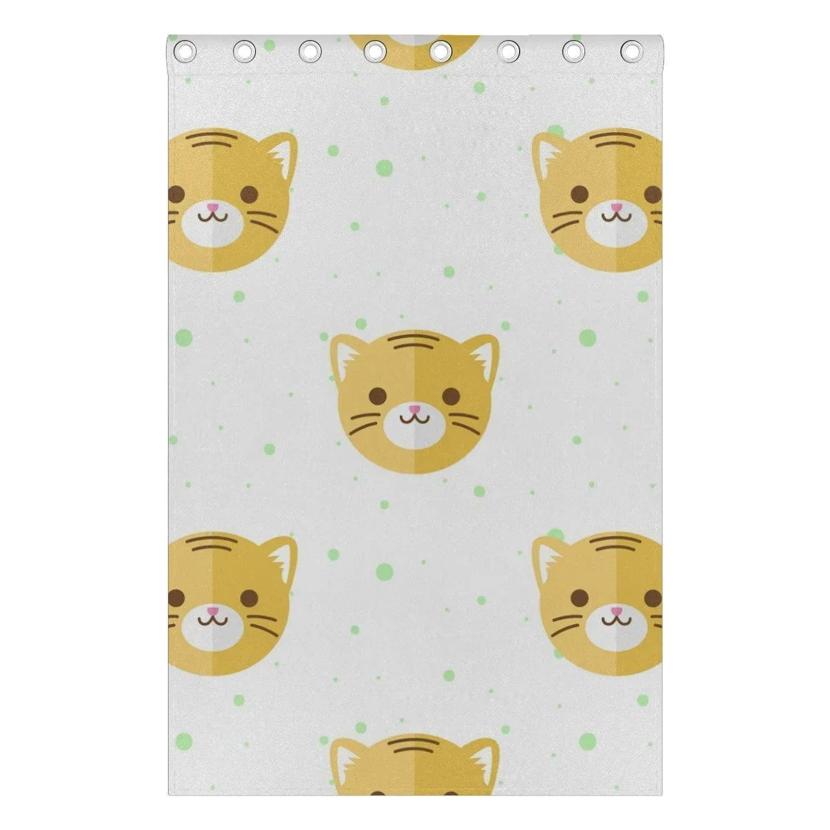 POPCreation Flat Cartoon Tiger Heads Pattern Window Curtain Ebony Curtains Darkening Thermal Blind Curtain for Bedroom Living Room,2 Panel (52Wx84L Inches)