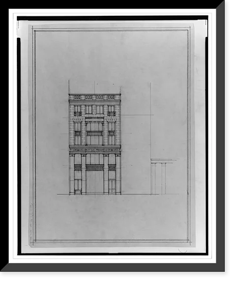 Historic Framed Print, [Two office buildings for B.F. Saul, 15th Street, N.W. (lots 69 and 10, square 218), McPherson Square, Washington, D.C. Front elevation], 17-7/8" x 21-7/8"