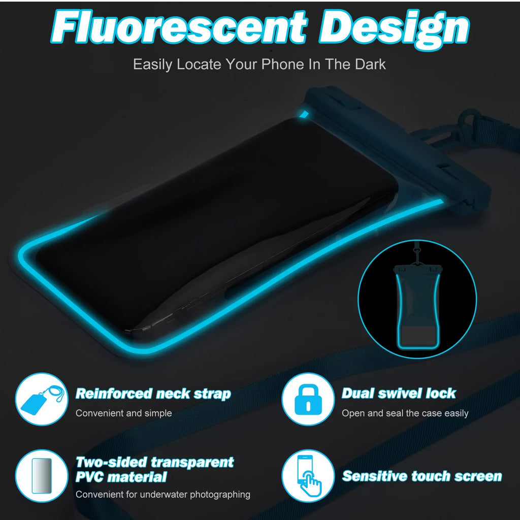 Urbanx Universal Waterproof Phone Pouch Cellphone Dry Bag Case Designed For Sonim XP8 Perfect Fit for All Other Smartphones Up To 7" - 3 Cases - Mixed Colors