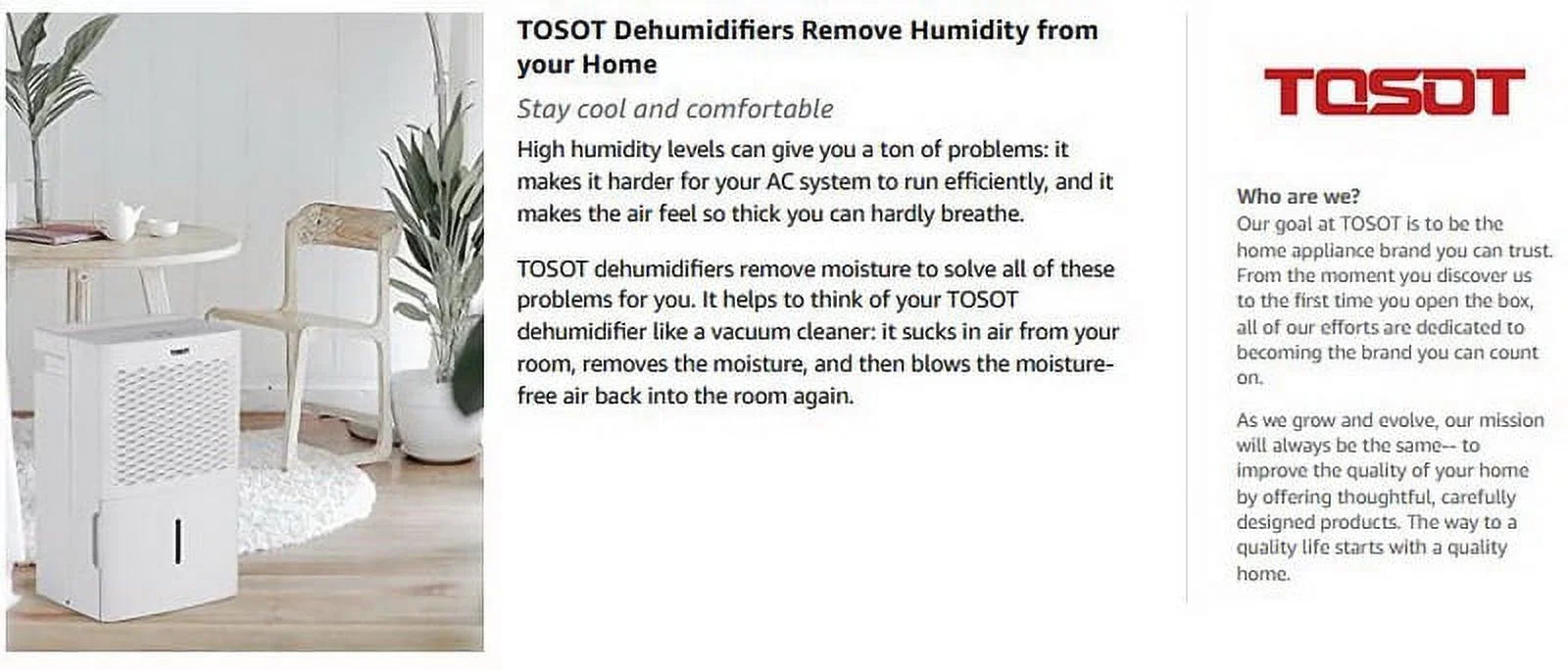 TOSOT 50 Pint 4500 Sq Ft Dehumidifier Energy Star Super Quiet (OPEN BOX) DI66