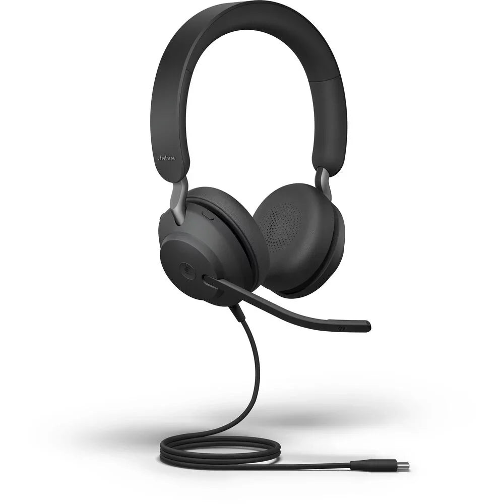 Jabra Evolve2 40 UC Wired Headphones, USB-C, Stereo, Ebony - Telework Headset for Calls and Music, Enhanced All-Day Comfort, Passive Noise Cancelling Headphones, UC-Optimized with USB-C - (Open Box)
