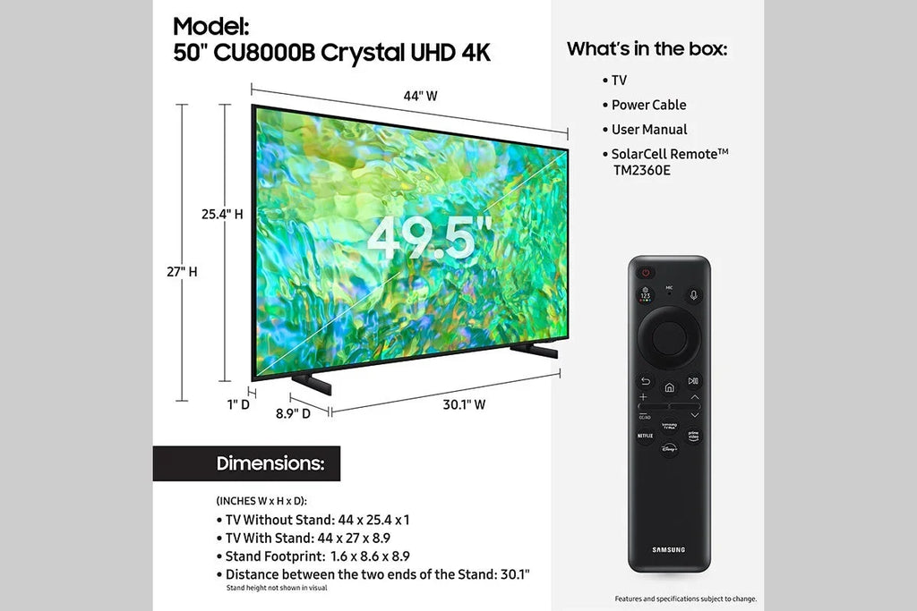 Restored SAMSUNG 50" Class CU8000 Crystal UHD 4K Smart TV UN50CU8000FXZA (Refurbished)