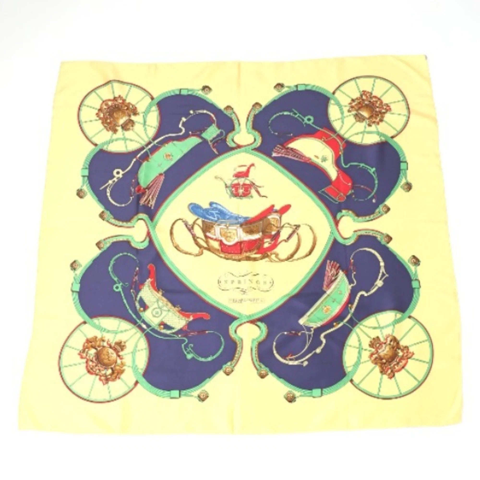 Pre-Owned HERMES SPRINGS Carre90 Hermes Yellow Scarf (Good)