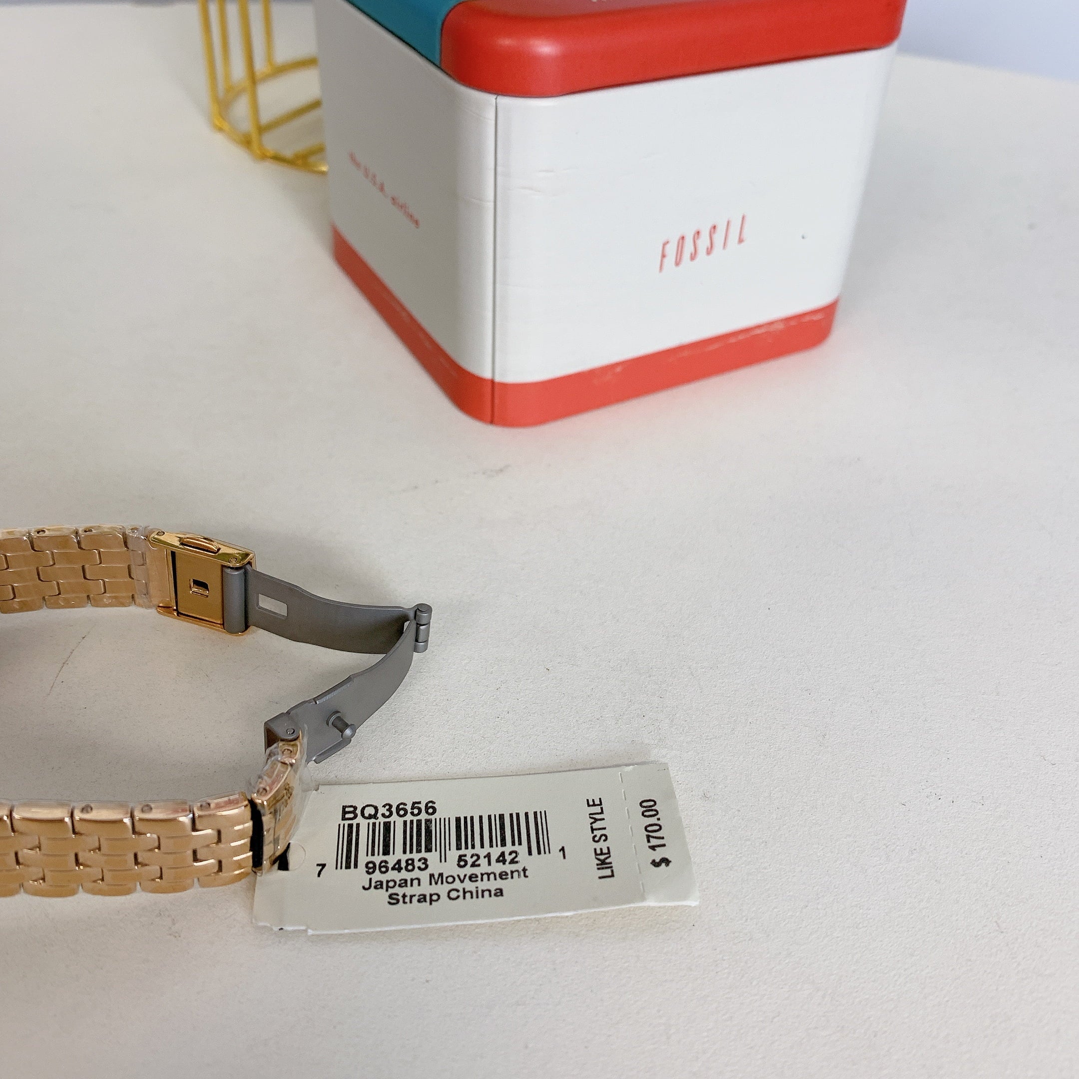 Fossil BQ3656 Reid Three-Hand Rose Gold-Tone Stainless Steel Watch