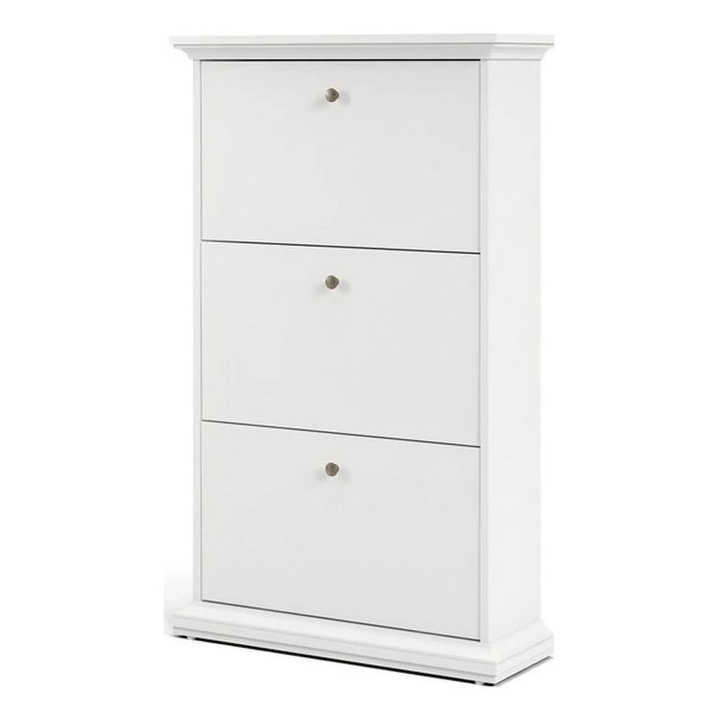 Allora Contemporary 3 Drawer Wood Shoe Cabinet in White