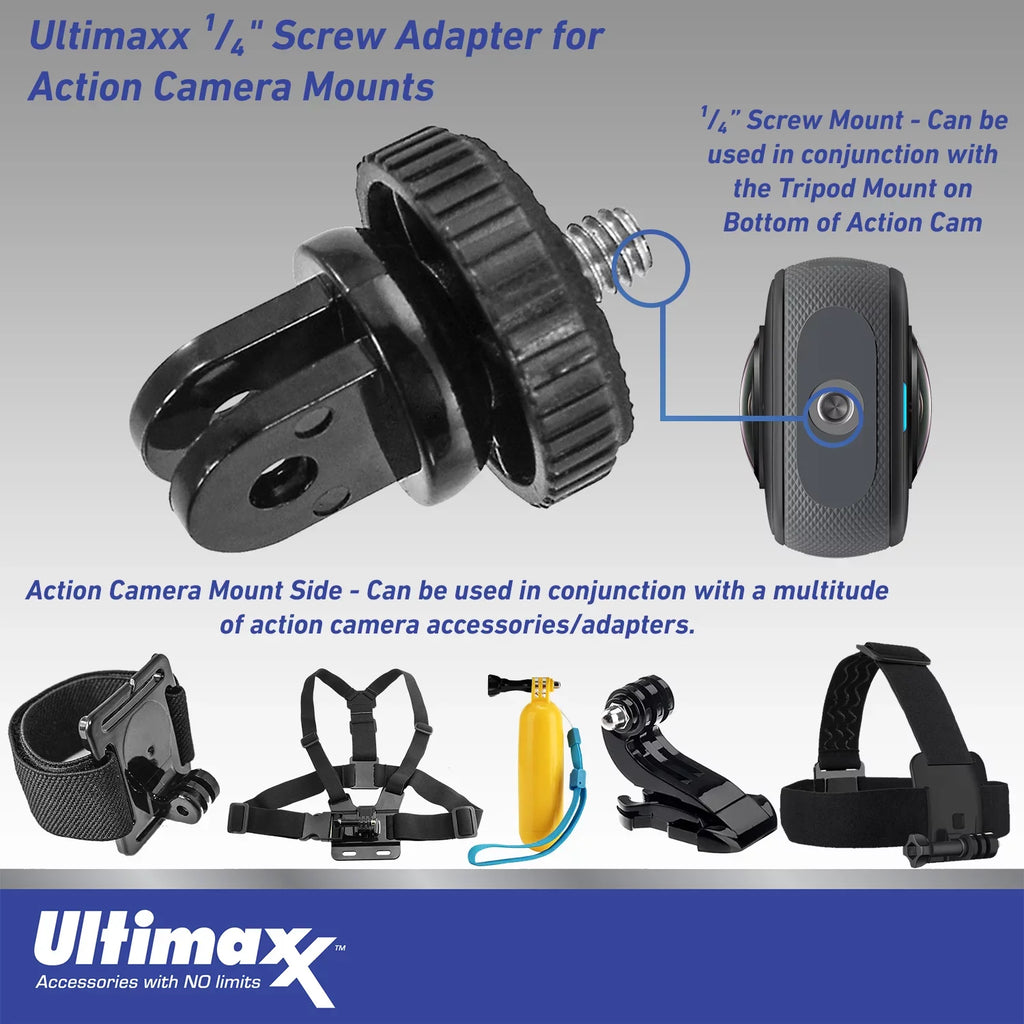 Ultimaxx Deluxe Insta360 ONE X3 Action Cam Bundle - Includes: 64GB Extreme Pro microSDXC, 2x Glass Screen Protector, Helmet Mount Kit, Selfie-Stick & Much More (32pc Bundle)