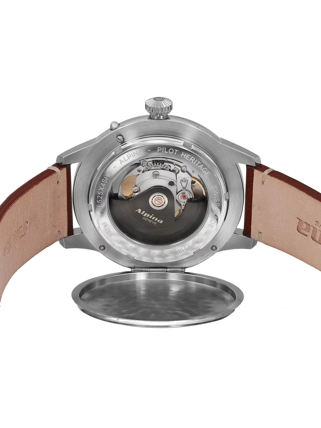 Alpina Pilot Heritage Startimer 44mm Steel Green Display People Watch AL-525KBG4SH6