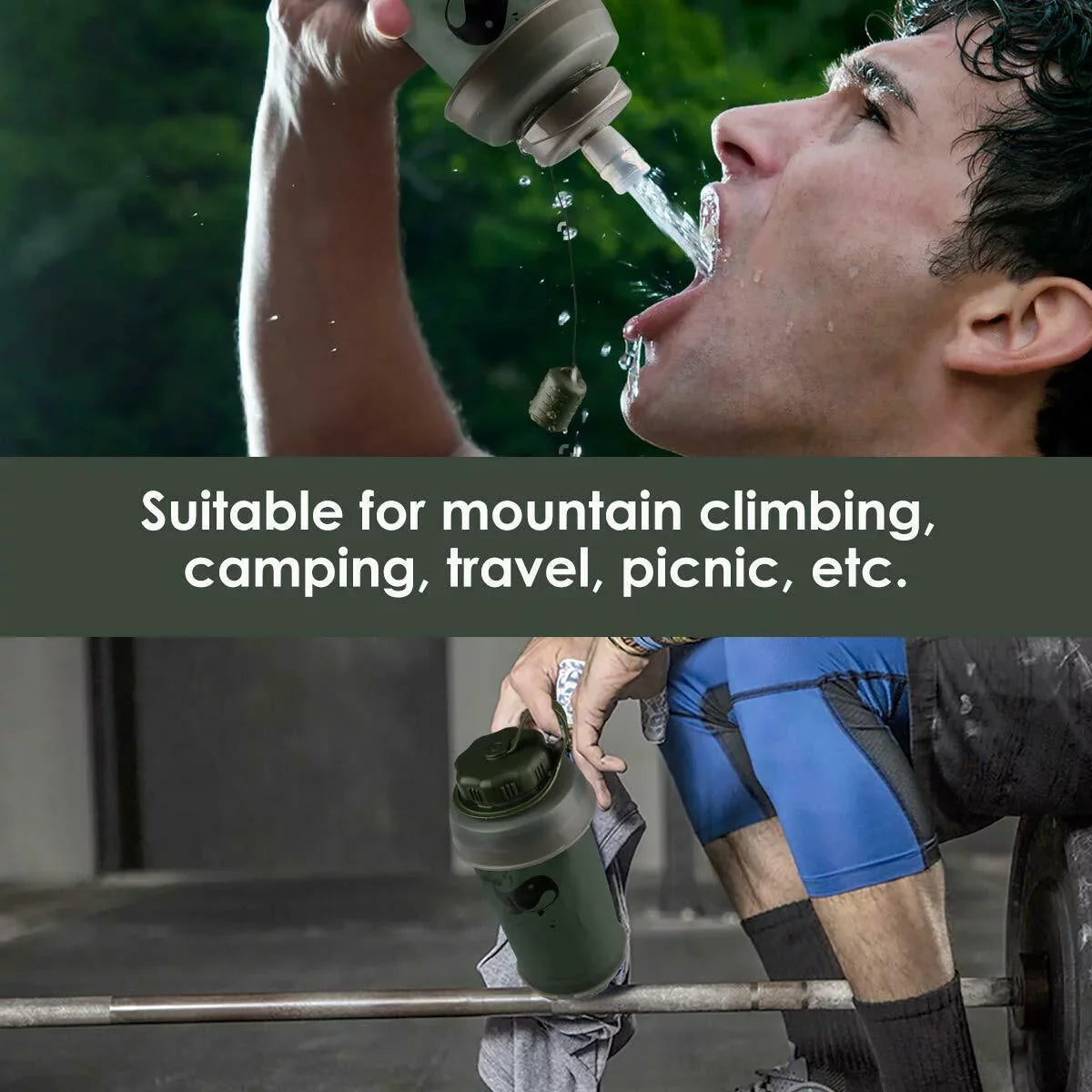 Outdoor Sports 750ml Hollow Fiber UF Collapsible Water Purifier Filter Bottle