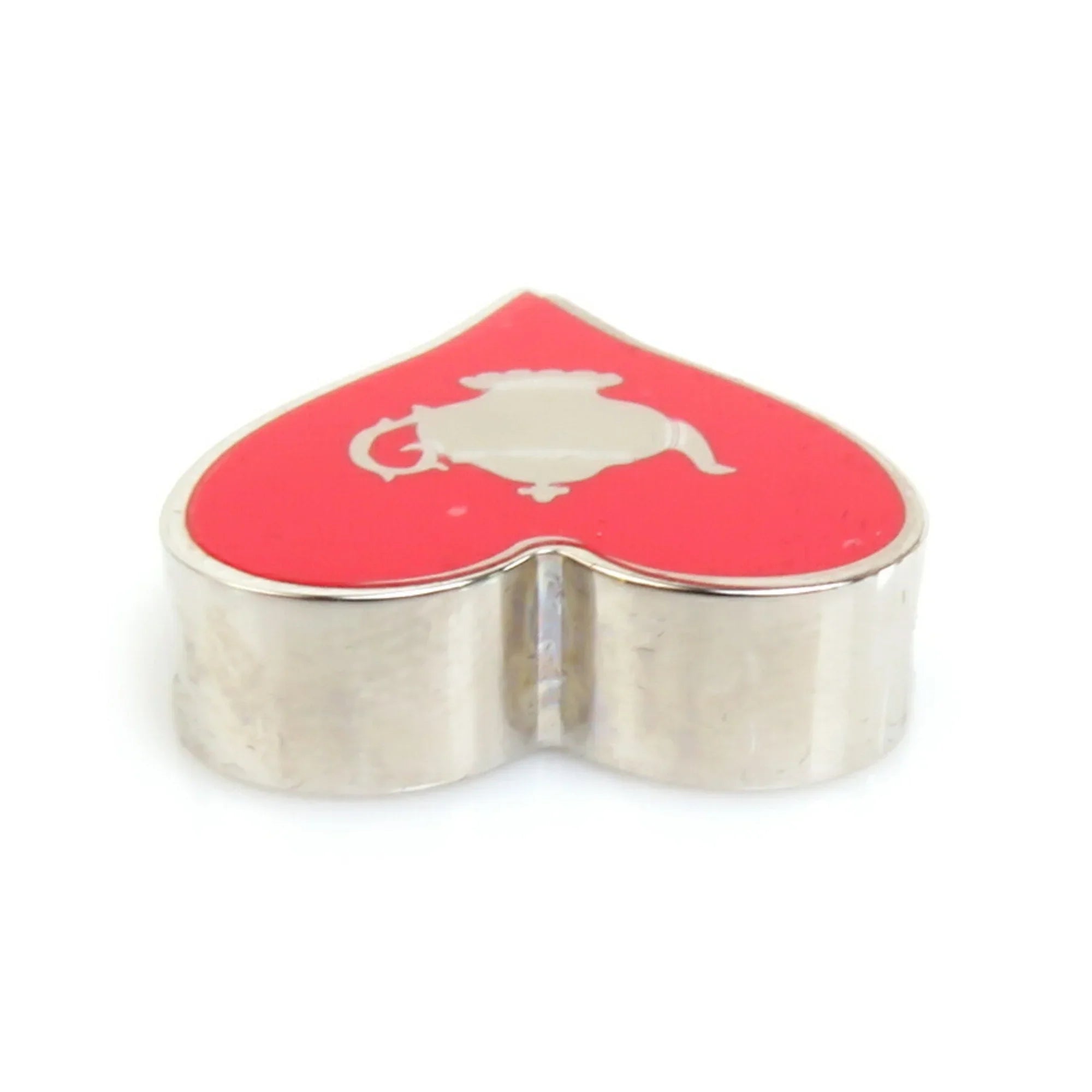 Pre-Owned HERMES Scarf Muffler Ring Tea Time Metal/Enamel Silver/Red Individuals (Good)