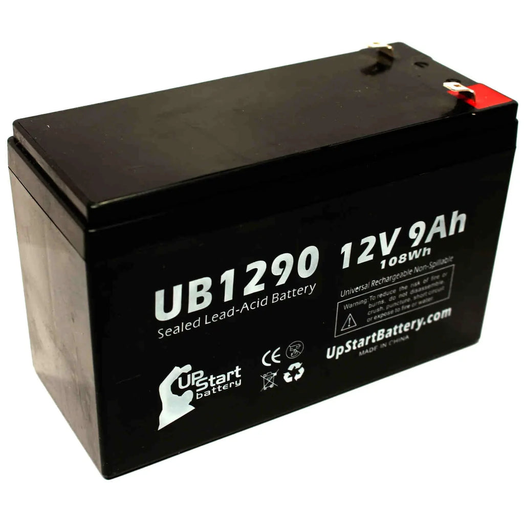 4x Pack - Compatible Kontron 7640 MICROGAS Battery - People UB1290 Universal Sealed Lead Acid Battery (12V, 9Ah, 9000mAh, F1 Terminal, AGM, SLA) - Includes 8 F1 to F2 Terminal Adapters