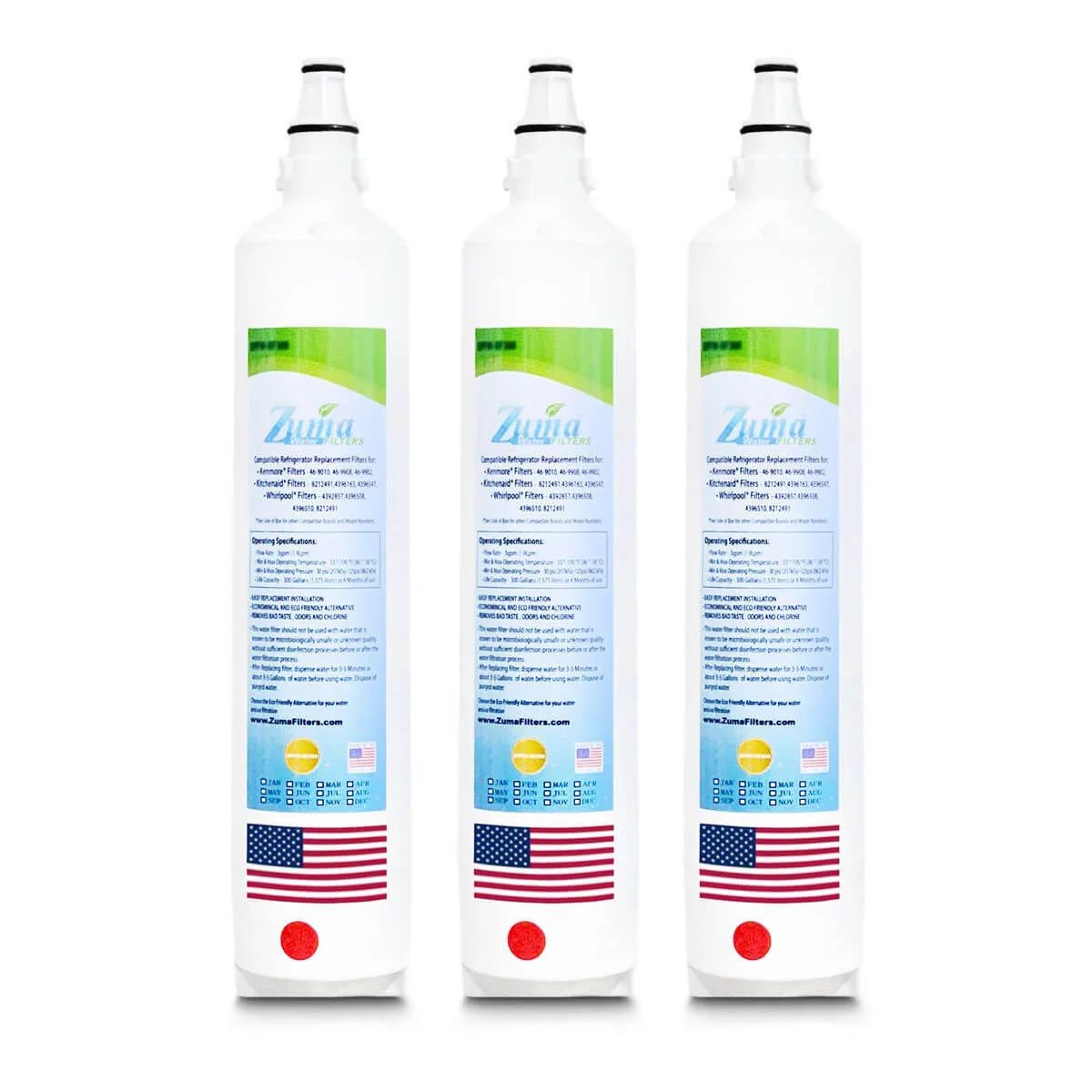 ZUMA Brand , Water Filters , Model # ZWFZ1-RF750 , Compatible with Subzero® BI48SDO - 3 Pack - Made in U.S.A.