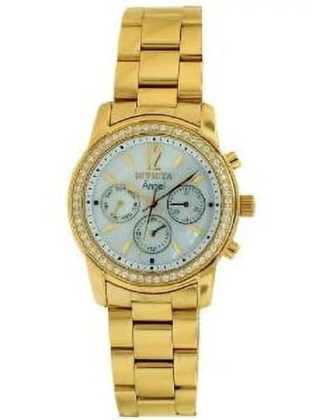 Invicta Individuals 11771 Angel White MOP Display Gold Plated Stainless Steel Watch
