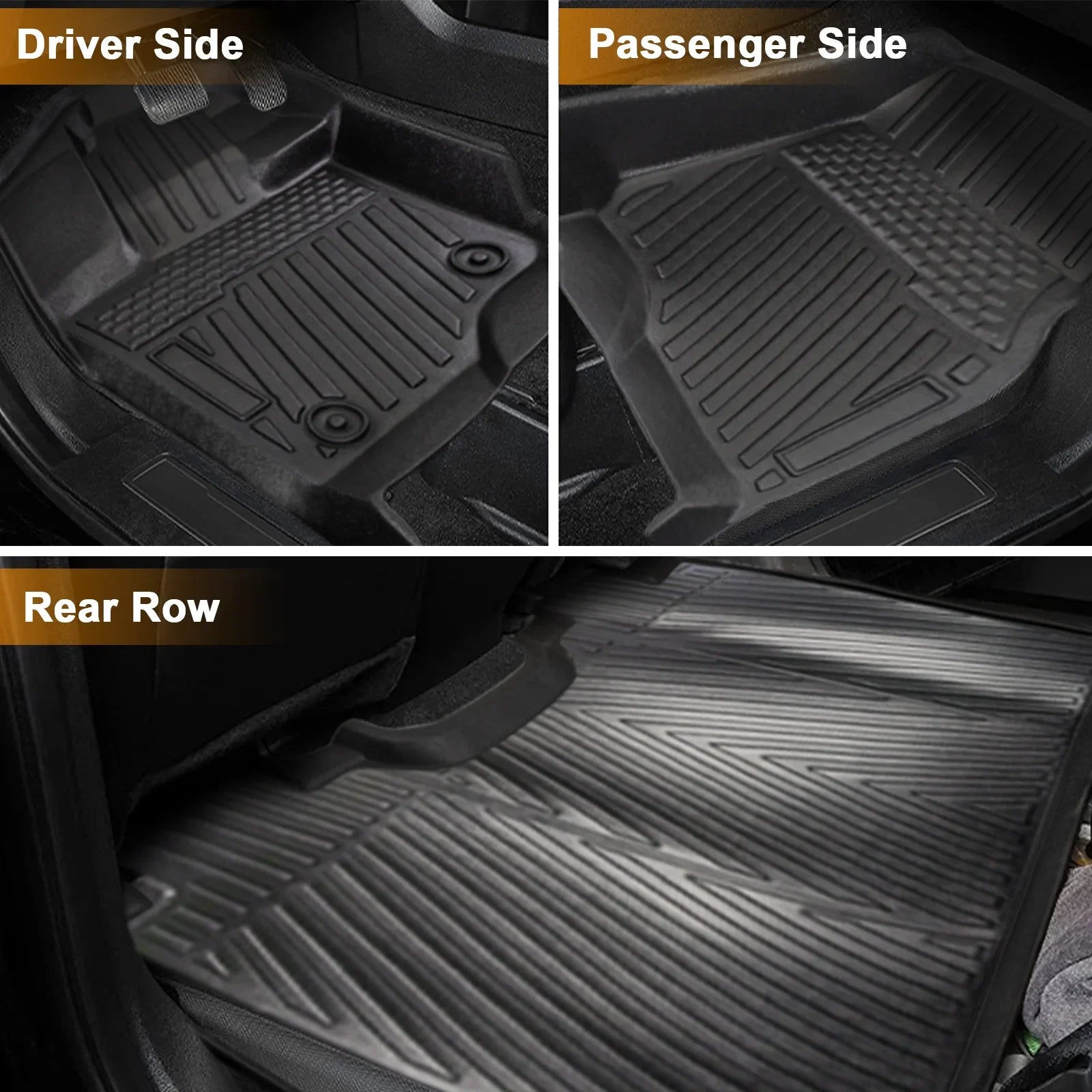 3PCS All-Weather TPE Front & Rear Floor Mats For 2015-2024 Ford F-150 F150 SuperCrew Cab,Custom Floor Mats 1st & 2nd Row Seat,Only For F150 2015-2024 Super Crew&Bucket Seats & W/O Storage