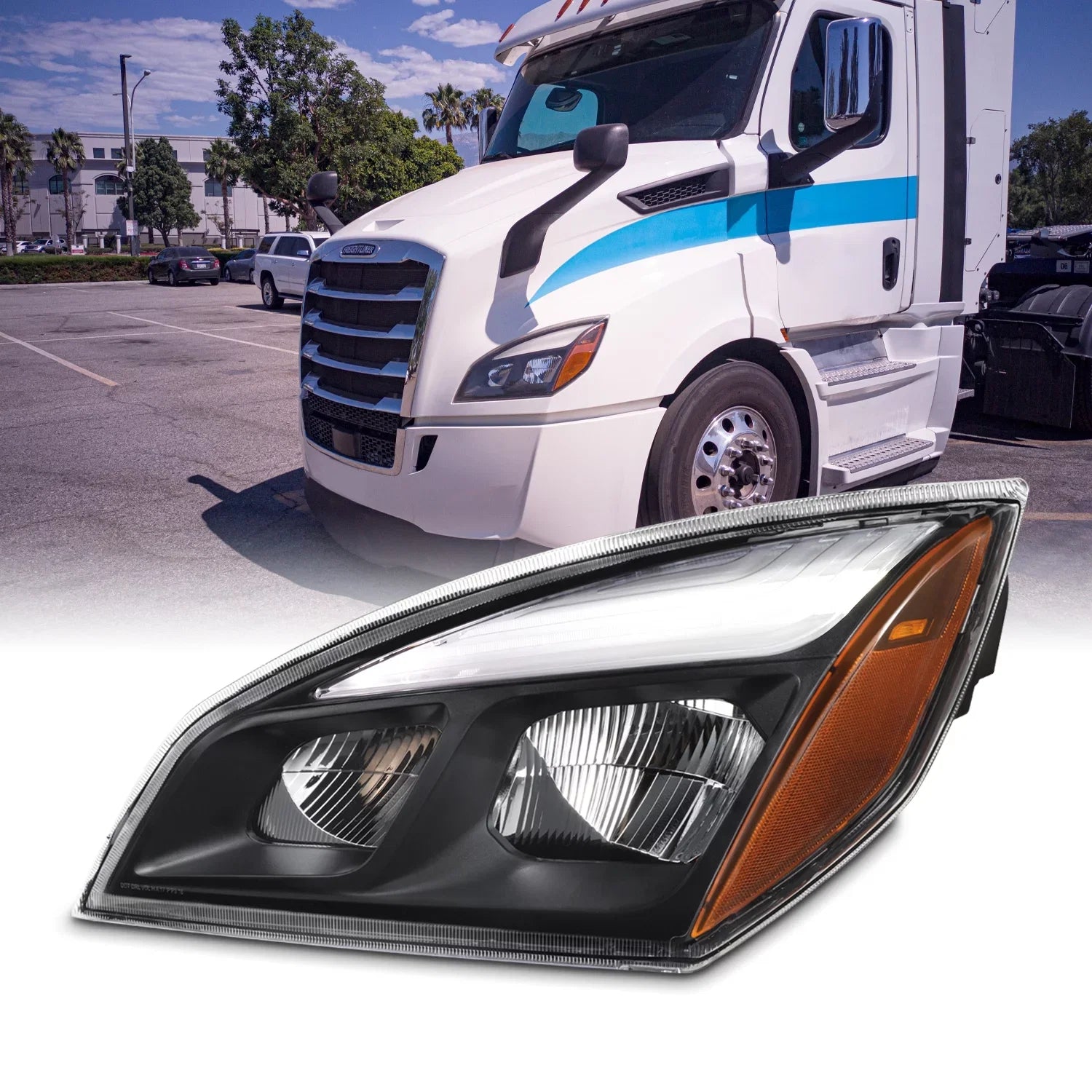 AKKON - Fits 2018-2023 Freightliner Cascadia 113 116 125 126 OE Full-LED Dark Housing Headlights - Driver Side Individuals