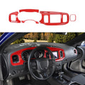 CheroCar Console Center Dash Board Trim Covers Interior for Dodge Charger 2015-2022,Red