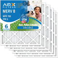 18x18x2 Air Filter MERV 8 Comparable to MPR 700 & FPR 5 Electrostatic Pleated Air Conditioner Filter 6 Pack HVAC AC Premium USA Made 18x18x2 Furnace Filters by AIRX FILTERS WICKED CLEAN AIR.