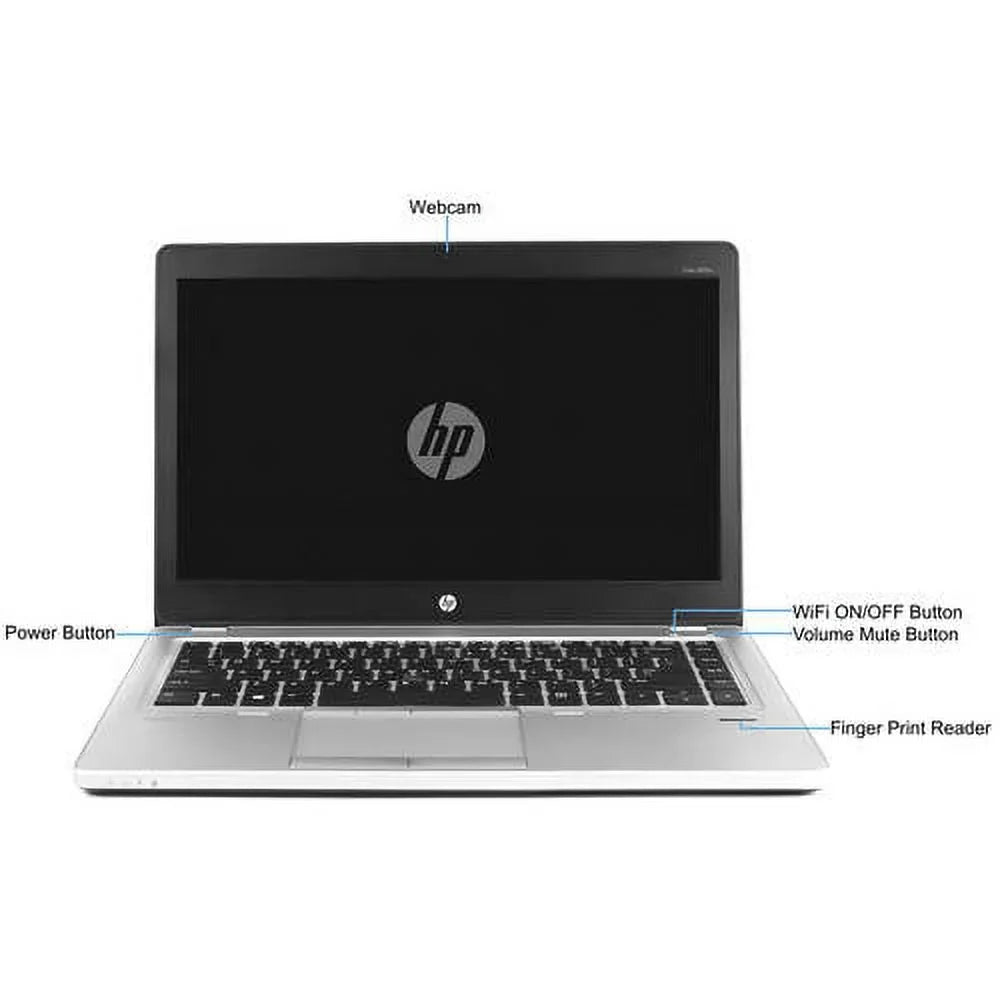 Restored HP Silver 14" Folio 9470M Laptop PC with Intel Core i5-3437U Processor, 4GB Memory, 128GB Solid State Drive and Windows 10 Pro (Refurbished)