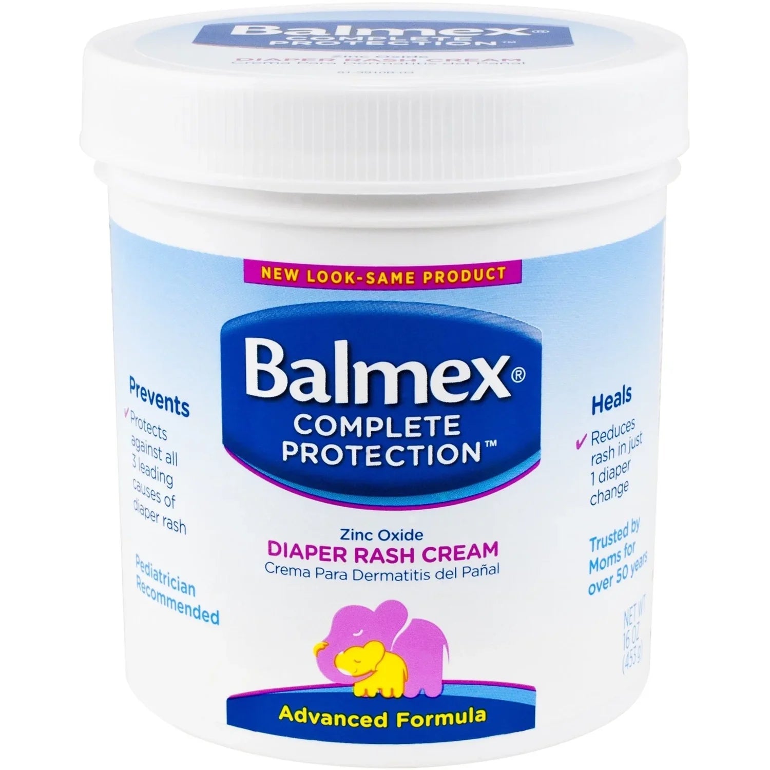 2 Pack - Balmex Diaper Rash Cream Jar - 16oz Each