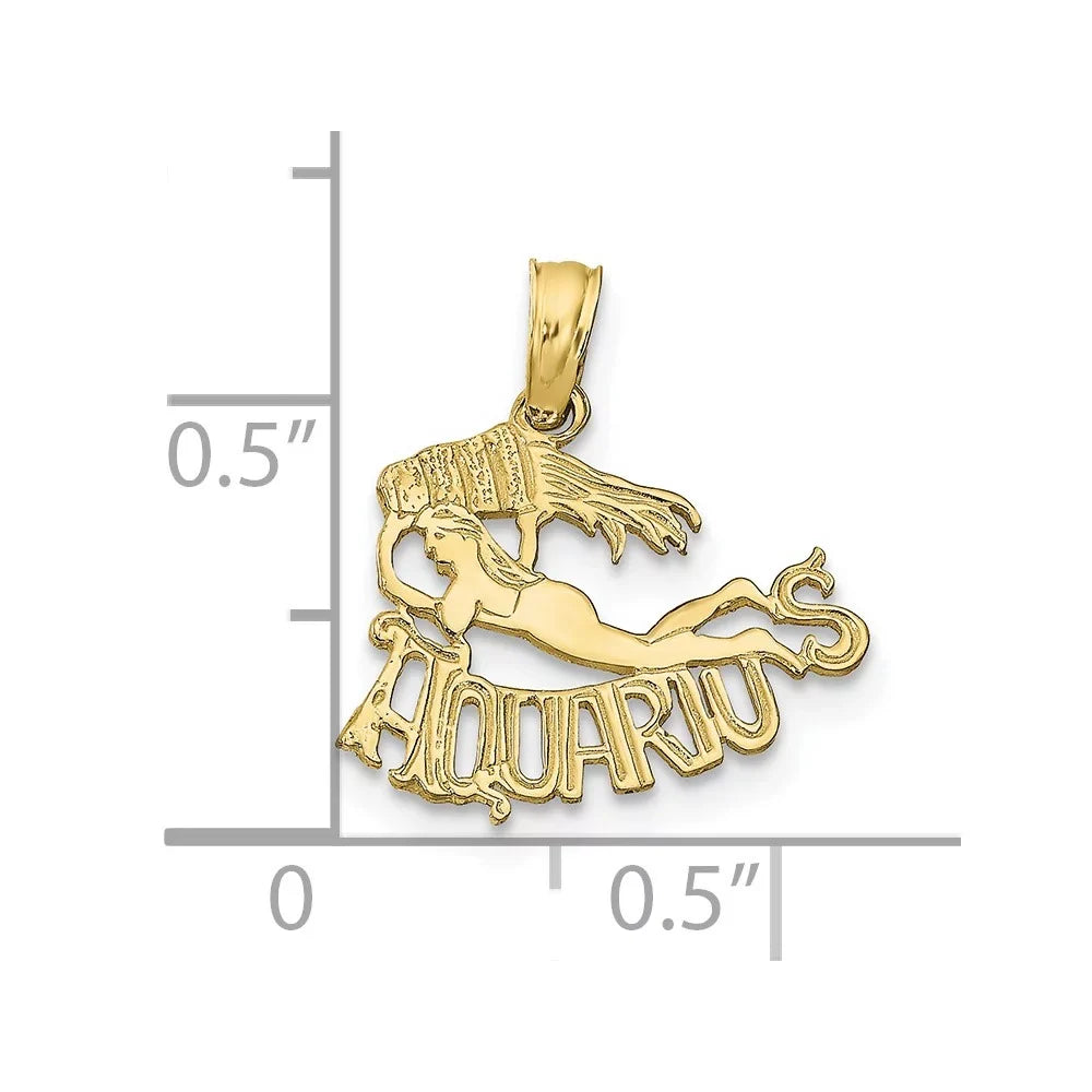 FJC Finejewelers 10 kt Yellow Gold AQUARIUS Zodiac Charm 17 x 16 mm