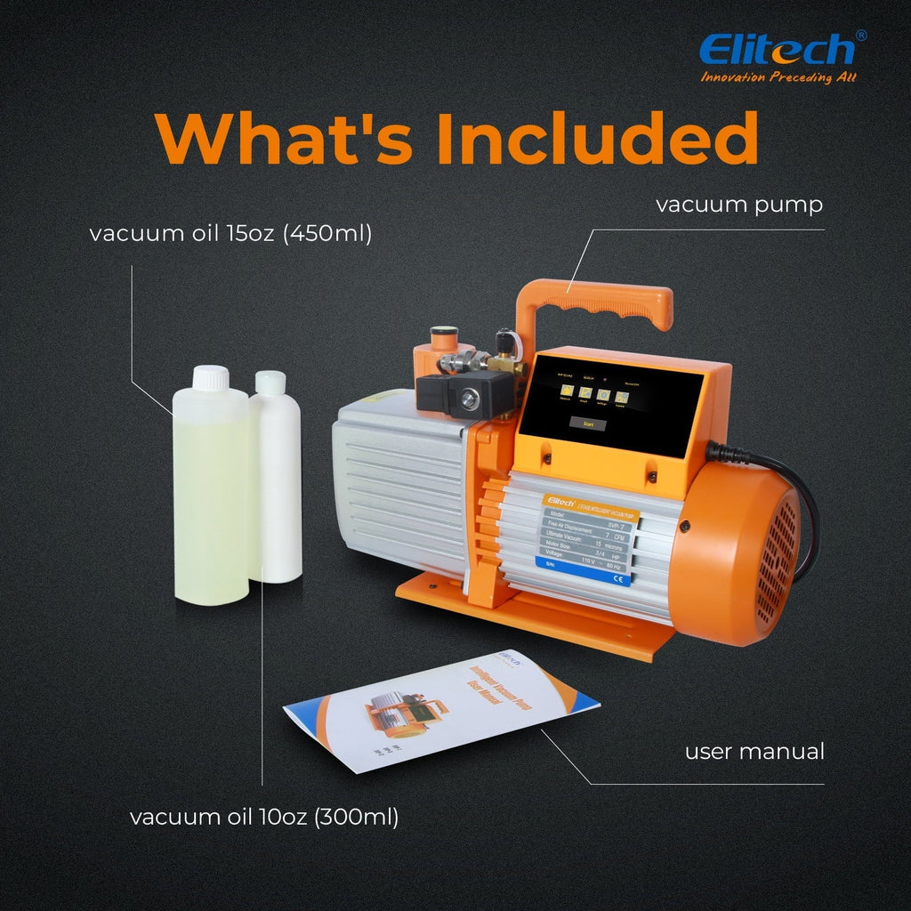 Elitech Intelligent HVAC Vacuum Pump 7 CFM 2 Stage Vacuum Gauge App Control, SVP-7