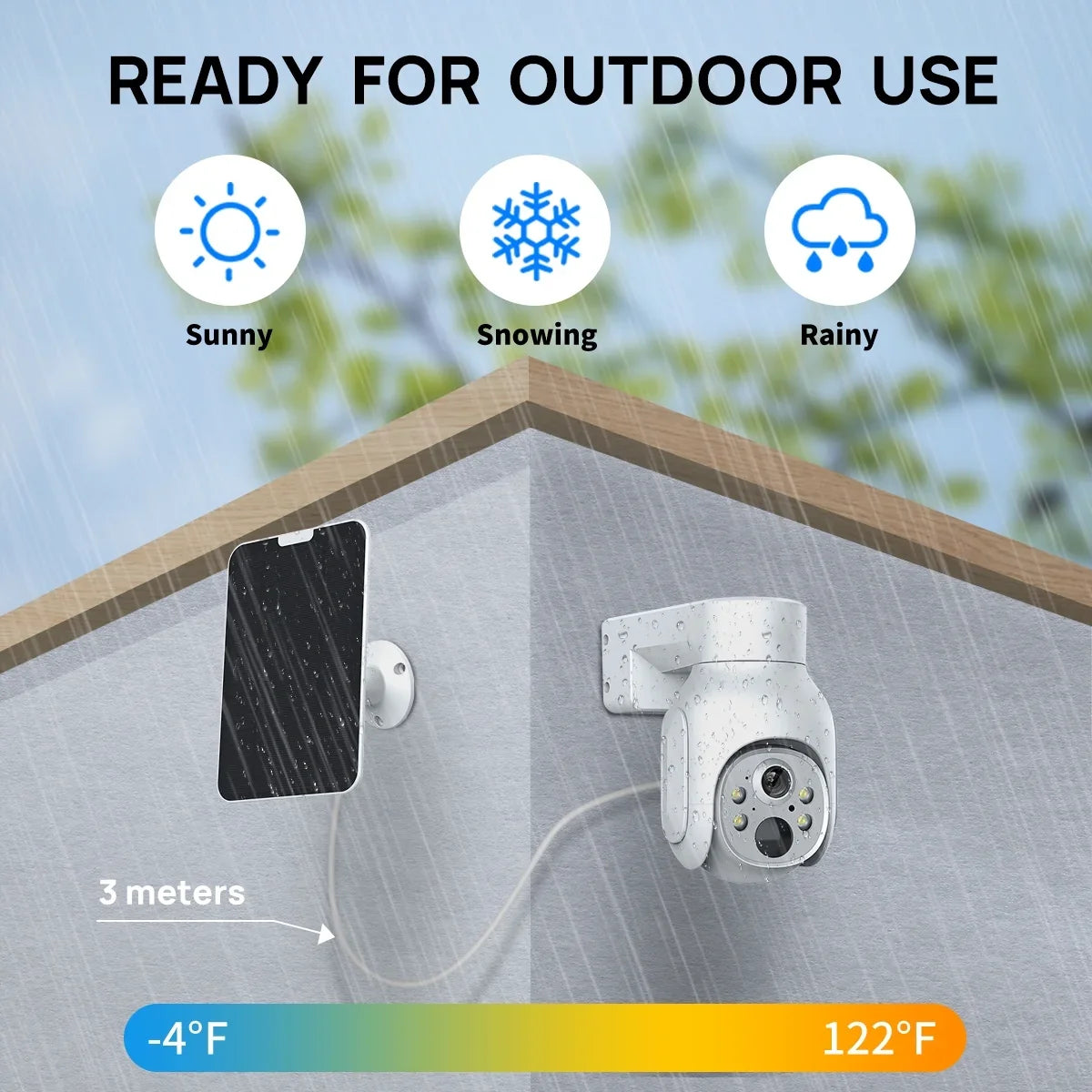 VIKVIZ 4MP Battery WiFi PTZ IP Camera Wireless 2K with Solar Panel Smart Hybrid Light Outdoor
