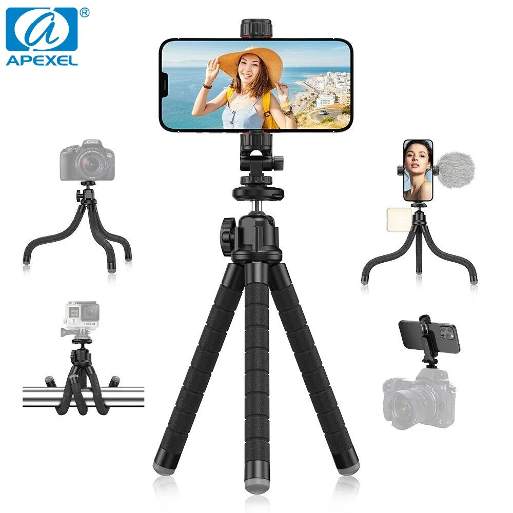 APEXEL Portable Flexible Octopus Tripod Final Point Mini Phone Stand 360 Rotation Shooting for Phone DSLR Gopro Live Streaming
