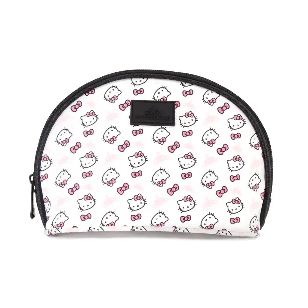 Impressions Vanity Hello Kitty 2 Pcs Nested Clutch Purses, Waterproof Travel Makeup Clutch Bag (White)