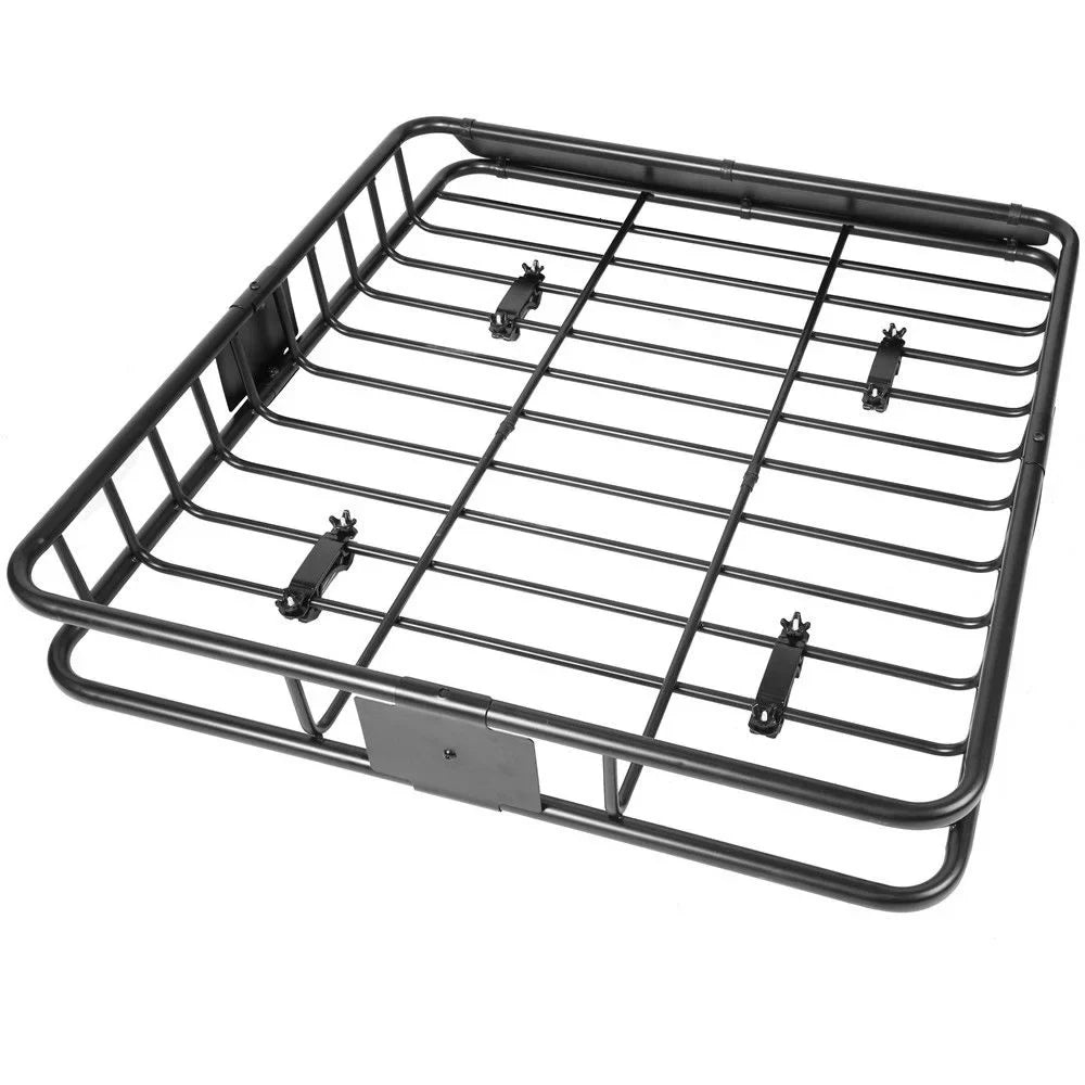 Jeremywell Universal 44" x 39" X 6" 150 lbs Roof Rack Rooftop Cargo Carrier Ebony Steel - Top Luggage Carrier Cargo Holder
