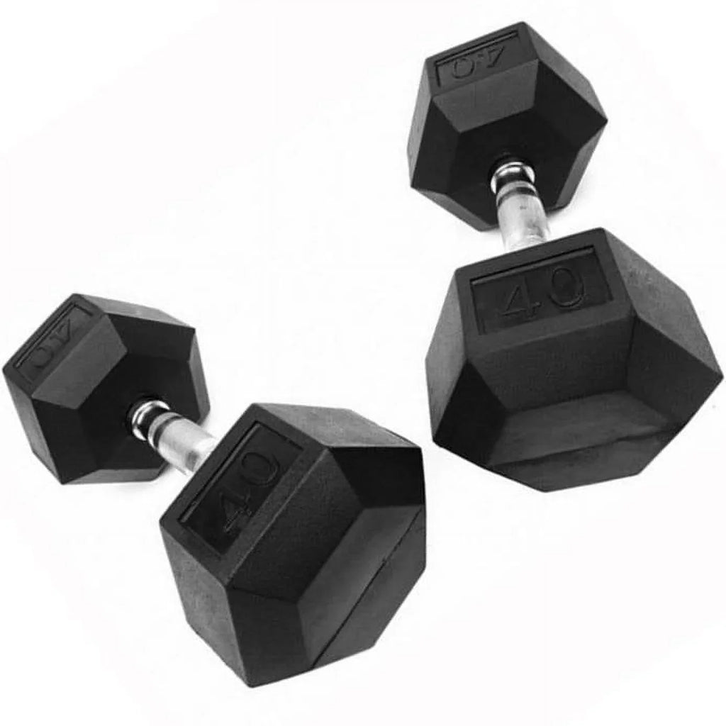 French Fitness Rubber Coated Hex Dumbbell 120 lbs (New)