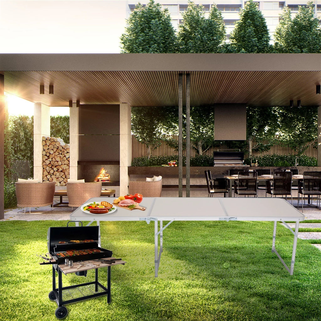 Folding Table, Aluminum Alloy Table for Indoor, Outdoor White